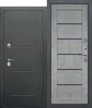 Входная дверь 11 см ISOTERMA Букле чёрный Царга Бетон серый