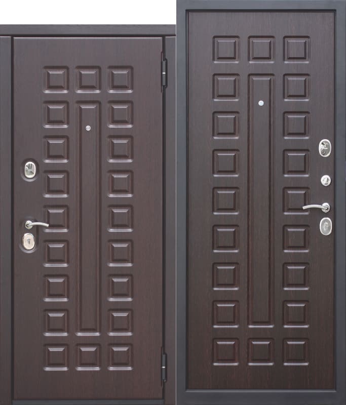 Входная металлическая дверь 10 см МОНАРХ МДФ МДФ Венге с МДФ панелями