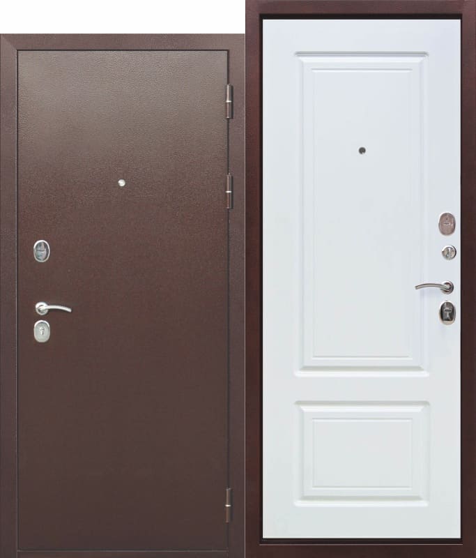 Входная металлическая дверь 10 см ТОЛСТЯК РФ Медный антик - БЕЛЫЙ ЯСЕНЬ
