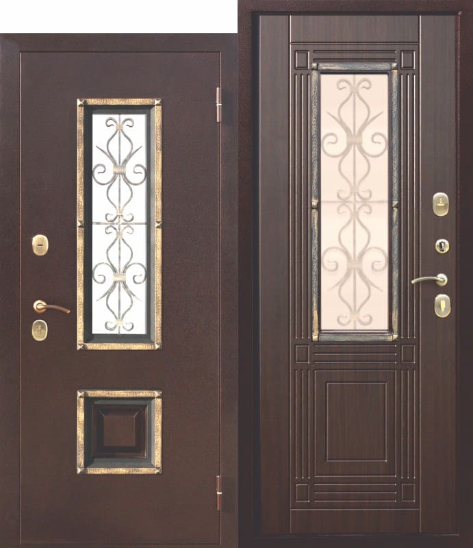 Входная металлическая дверь со стеклопакетом Венеция Венге